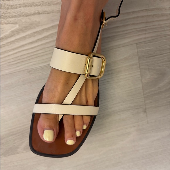 NWT ZARA BUCKLED FLAT LEATHER SANDALS  WHITE - REF 2636/110 9 - Picture 10 of 10